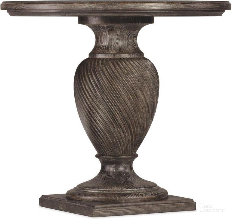The appearance of Traditions Round End Table 5961-80116-89 designed by Hooker in the traditional interior design. This dark wood piece of furniture  was selected by 1StopBedrooms from Traditions Collection to add a touch of cosiness and style into your home. Sku: 5961-80116-89. Material: Wood. Product Type: End Table. Image1