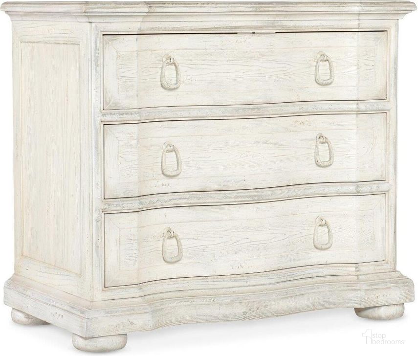 The appearance of Traditions Three-Drawer Nightstand 5961-90016-02 designed by Hooker in the traditional interior design. This white piece of furniture  was selected by 1StopBedrooms from Traditions Collection to add a touch of cosiness and style into your home. Sku: 5961-90016-02. Material: Wood. Product Type: Nightstand. Image1