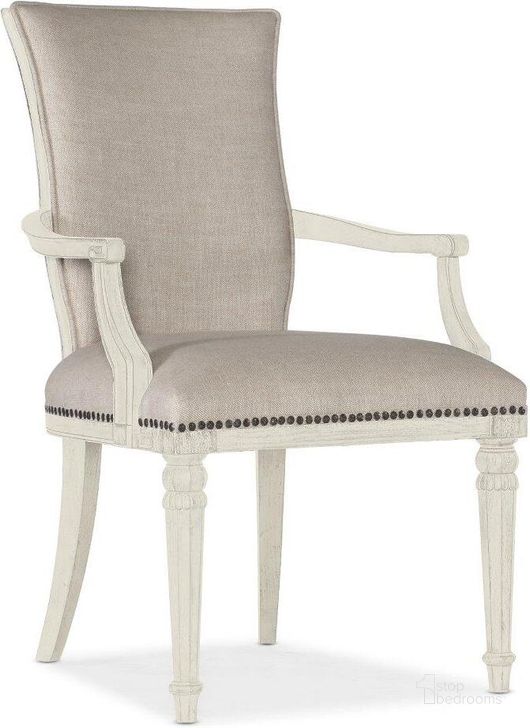 The appearance of Traditions Upholstered Arm Chair 5961-75500-02 designed by Hooker in the traditional interior design. This white piece of furniture  was selected by 1StopBedrooms from Traditions Collection to add a touch of cosiness and style into your home. Sku: 5961-75500-02. Material: Fabric. Product Type: Arm Chair. Image1