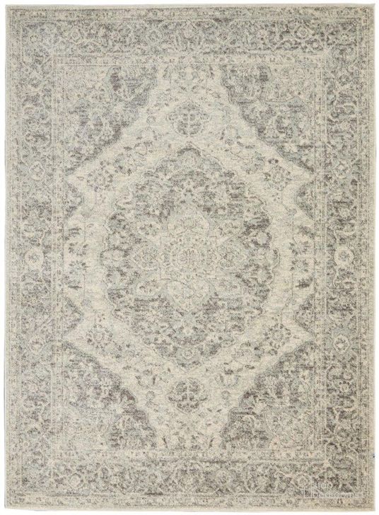 The appearance of Tranquil Ivory And Grey 4 X 6 Area Rug designed by Nourison in the traditional interior design. This ivory and grey piece of furniture  was selected by 1StopBedrooms from Tranquil Collection to add a touch of cosiness and style into your home. Sku: 99446485038. Material: Polypropylene. Product Type: Area Rugs. Image1