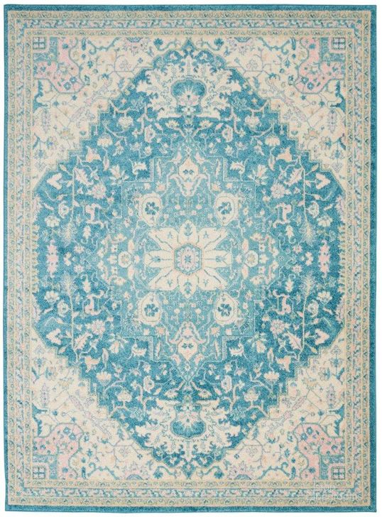 The appearance of Tranquil Ivory And Turquoise 4 X 6 Area Rug designed by Nourison in the traditional interior design. This ivory and turquoise piece of furniture  was selected by 1StopBedrooms from Tranquil Collection to add a touch of cosiness and style into your home. Sku: 99446485755. Material: Polypropylene. Product Type: Area Rugs. Image1