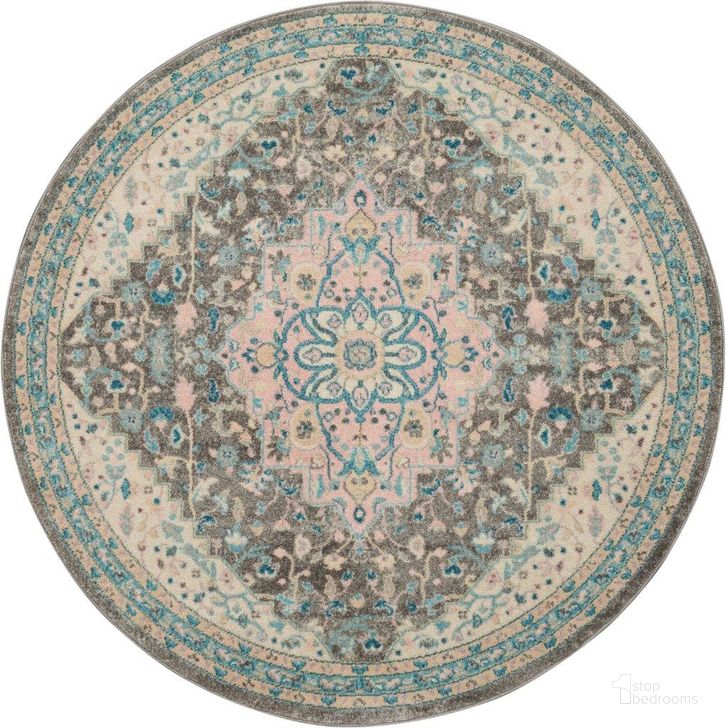 The appearance of Tranquil Light Grey Multicolor 5 Round Area Rug designed by Nourison in the traditional interior design. This light grey and multicolor piece of furniture  was selected by 1StopBedrooms from Tranquil Collection to add a touch of cosiness and style into your home. Sku: 99446485724. Material: Polypropylene. Product Type: Area Rugs. Image1