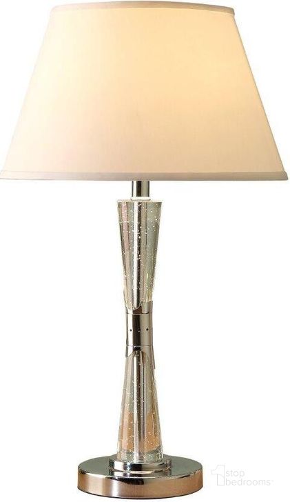 The appearance of Transect Chrome Table Lamp designed by Homelegance in the modern / contemporary interior design. This chrome piece of furniture  was selected by 1StopBedrooms from Transect Collection to add a touch of cosiness and style into your home. Sku: H10490R. Material: Metal. Product Type: Table Lamp. Image1