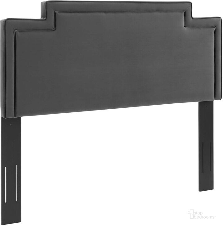 The appearance of Transfix Performance Velvet Full/Queen Headboard In Charcoal designed by Modway in the  interior design. This charcoal piece of furniture  was selected by 1StopBedrooms from Transfix Collection to add a touch of cosiness and style into your home. Sku: MOD-6575-CHA. Product Type: Headboard. Bed Size: Queen. Material: MDF. Image1