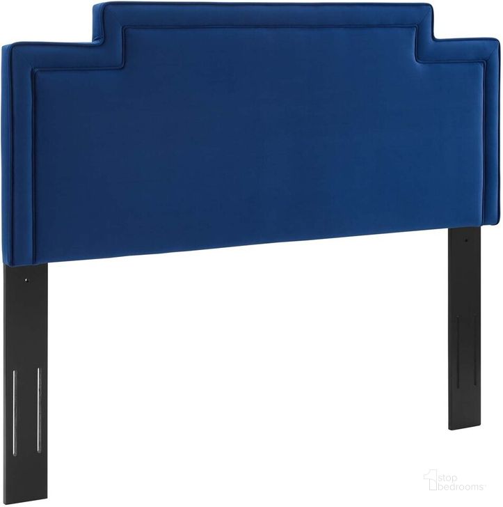 The appearance of Transfix Performance Velvet Twin Headboard In Navy designed by Modway in the  interior design. This navy piece of furniture  was selected by 1StopBedrooms from Transfix Collection to add a touch of cosiness and style into your home. Sku: MOD-6574-NAV. Product Type: Headboard. Bed Size: Twin. Material: MDF. Image1