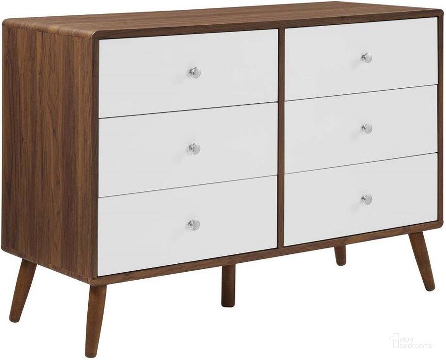 The appearance of Transmit Walnut White 47 Inch Dresser designed by Modway in the modern / contemporary interior design. This walnut white piece of furniture  was selected by 1StopBedrooms from Transmit Collection to add a touch of cosiness and style into your home. Sku: MOD-7021-WAL-WHI. Material: Wood. Product Type: Dresser. Image1