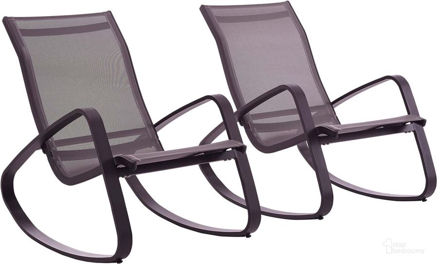The appearance of Traveler Black Rocking Lounge Chair Outdoor Patio Mesh Sling Set of 2 designed by Modway in the modern / contemporary interior design. This black piece of furniture  was selected by 1StopBedrooms from Traveler Collection to add a touch of cosiness and style into your home. Sku: EEI-3180-BLK-BLK-SET. Material: Aluminum. Product Type: Outdoor Chair. Image1