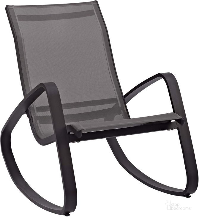 The appearance of Traveler Black Rocking Outdoor Patio Mesh Sling Lounge Chair designed by Modway in the modern / contemporary interior design. This black piece of furniture  was selected by 1StopBedrooms from Traveler Collection to add a touch of cosiness and style into your home. Sku: EEI-3027-BLK-BLK. Material: Aluminum. Product Type: Outdoor Chair. Image1
