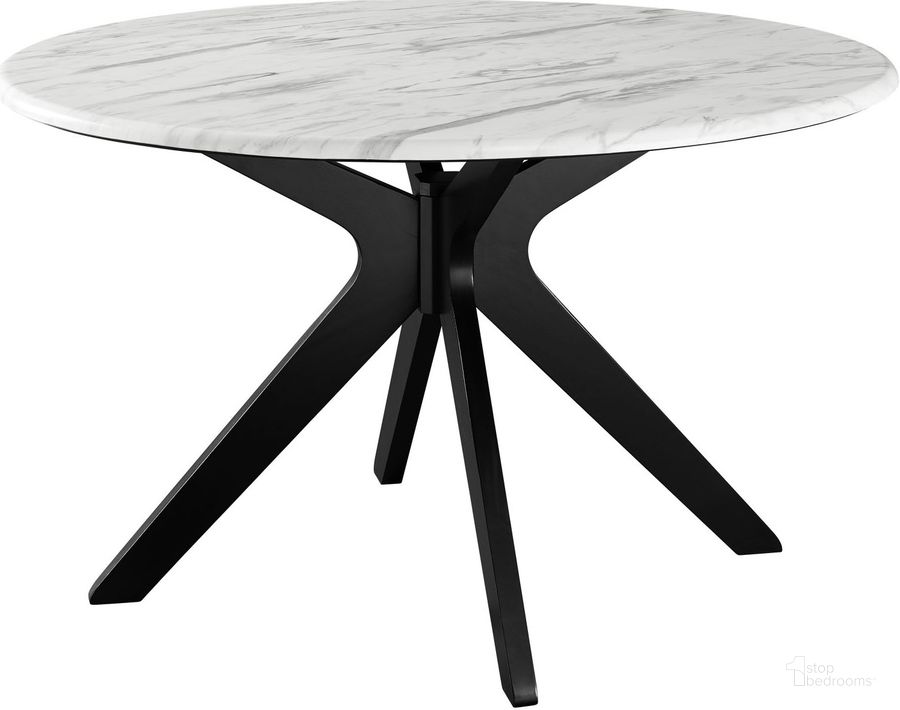 The appearance of Traverse 50 Inch Round Performance Artificial Marble Dining Table In Black White designed by Modway in the modern / contemporary interior design. This black white piece of furniture  was selected by 1StopBedrooms from Traverse Collection to add a touch of cosiness and style into your home. Sku: EEI-5508-BLK-WHI. Table Base Style: Trestle. Table Top Shape: Round. Product Type: Dining Table. Material: Rubberwood. Size: 50". Image1