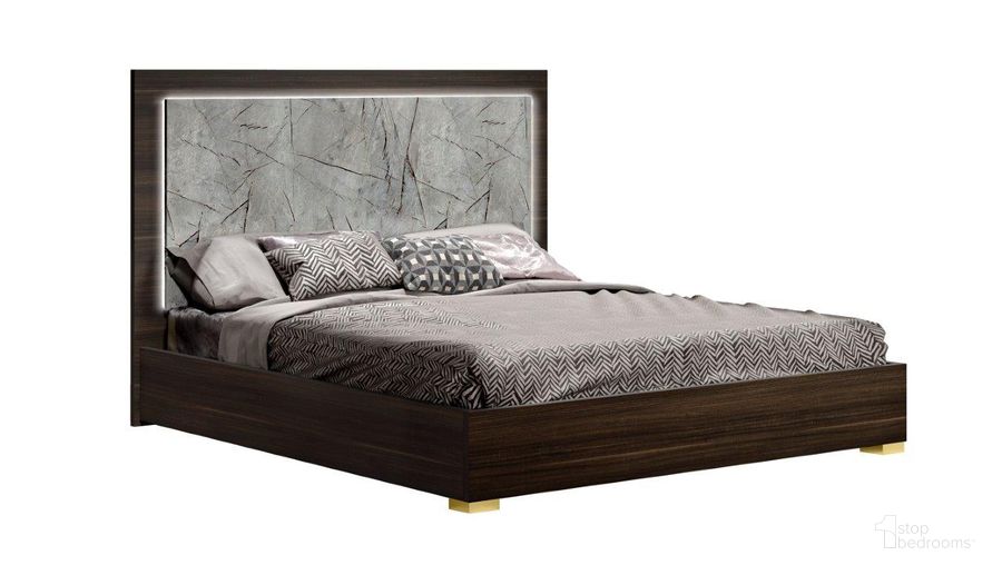 The appearance of Travertine King Bed In Dark Oak And Gray designed by J&M in the modern / contemporary interior design. This grey and oak piece of furniture  was selected by 1StopBedrooms from Travertine Collection to add a touch of cosiness and style into your home. Sku: 18772-K. Bed Type: Platform Bed. Product Type: Platform Bed. Bed Size: King. Material: MDF. Image1