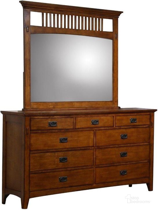 The appearance of Tremont Bedroom Distressed Brown Dresser and Mirror Set designed by Sunset Trading in the transitional interior design. This warm chestnut piece of furniture  was selected by 1StopBedrooms from Tremont Bedroom Collection to add a touch of cosiness and style into your home. Sku: SS-TR750-DR;SS-TR750-MR. Material: Wood. Product Type: Dresser and Mirror. Image1