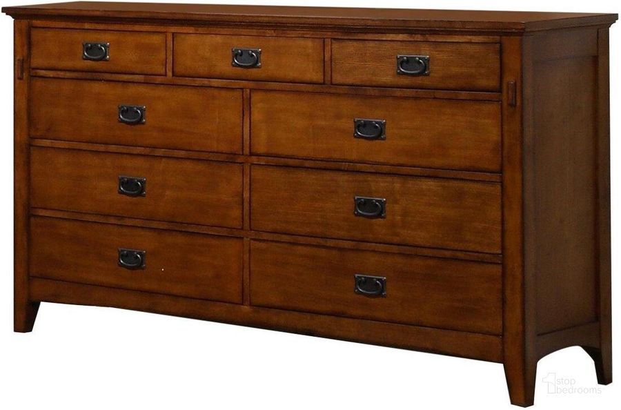 The appearance of Tremont Bedroom Distressed Brown Dresser designed by Sunset Trading in the transitional interior design. This warm chestnut piece of furniture  was selected by 1StopBedrooms from Tremont Bedroom Collection to add a touch of cosiness and style into your home. Sku: SS-TR750-DR. Material: Wood. Product Type: Dresser. Image1
