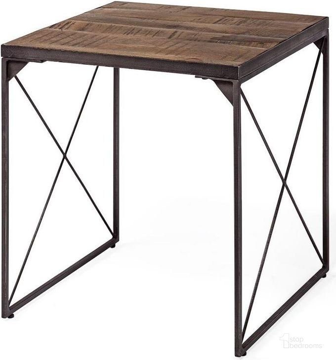 The appearance of Trestman Ii Square Top Medium Brown Wood And Iron Cross Braced Side Table designed by Mercana in the modern / contemporary interior design. This black and brown piece of furniture  was selected by 1StopBedrooms from Trestman Collection to add a touch of cosiness and style into your home. Sku: 68471. Material: Wood. Product Type: Side Table. Image1