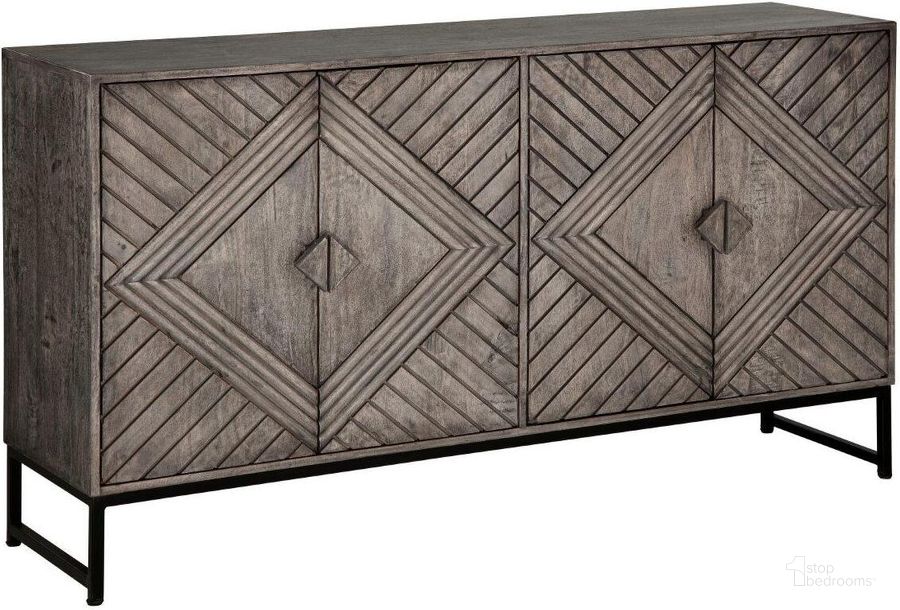 The appearance of Treybrook Distressed Gray 61 Inch Accent Cabinet designed by Signature Design by Ashley in the transitional interior design. This distressed gray piece of furniture  was selected by 1StopBedrooms from Treybrook Collection to add a touch of cosiness and style into your home. Sku: A4000511. Material: Wood. Product Type: Accent Cabinet. Image1