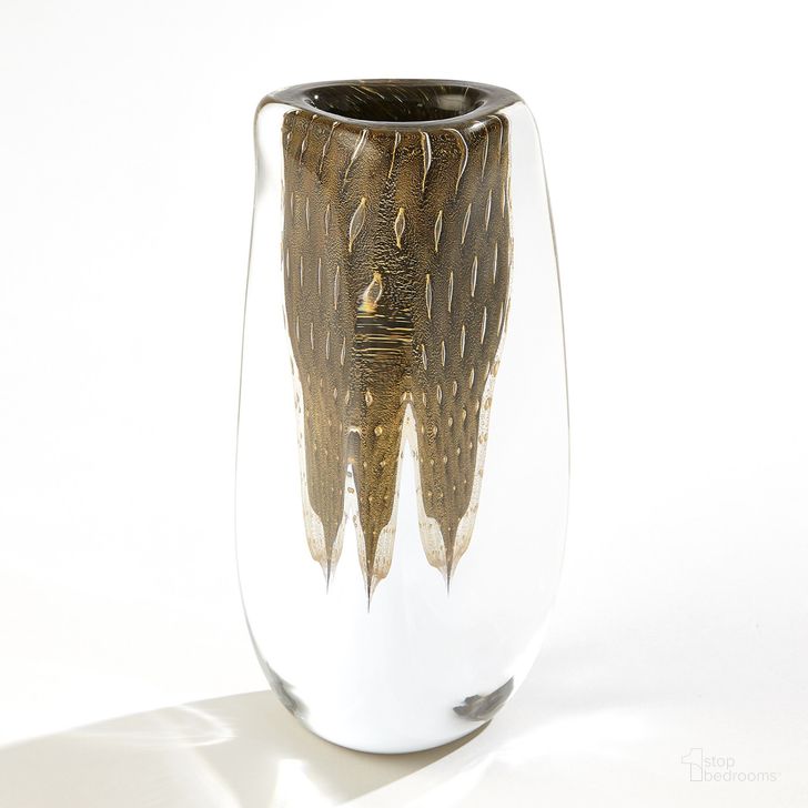 The appearance of Triangular Bubbled Vase In Gold designed by Global Views in the modern / contemporary interior design. This clear piece of furniture  was selected by 1StopBedrooms from Triangular Collection to add a touch of cosiness and style into your home. Sku: 3.317. Material: Glass. Product Type: Vase. Image1
