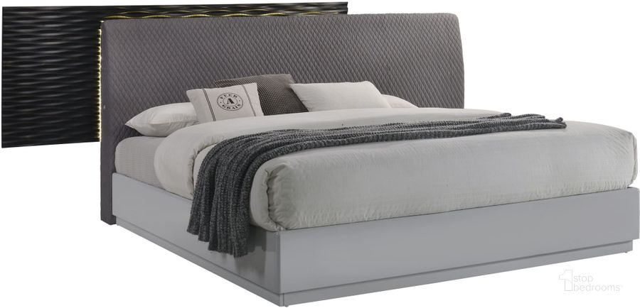 The appearance of Tribeca Black and Grey Queen Platform Bed designed by J&M in the modern / contemporary interior design. This black piece of furniture  was selected by 1StopBedrooms from Tribeca Collection to add a touch of cosiness and style into your home. Sku: 18869-Q. Bed Type: Platform Bed. Product Type: Platform Bed. Bed Size: Queen. Image1