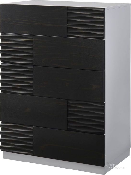 The appearance of Tribeca Black and Grey Chest designed by J&M in the modern / contemporary interior design. This black piece of furniture  was selected by 1StopBedrooms from Tribeca Collection to add a touch of cosiness and style into your home. Sku: 18869-C. Product Type: Chest. Image1