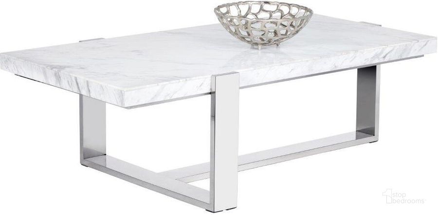 The appearance of Tribecca White Marble Rectangular Coffee Table designed by Sunpan in the modern / contemporary interior design. This white and chrome piece of furniture  was selected by 1StopBedrooms from Tribecca Collection to add a touch of cosiness and style into your home. Sku: 104430. Material: Marble. Product Type: Coffee and Cocktail Table. Image1