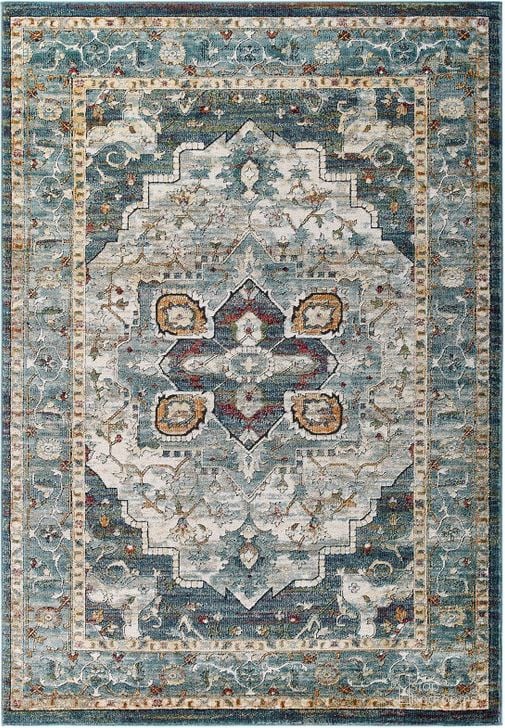 The appearance of Tribute Multicolor Diantha Distressed Vintage Floral Persian Medallion 8x10 Area Rug designed by Modway in the modern / contemporary interior design. This multicolor piece of furniture  was selected by 1StopBedrooms from Tribute Collection to add a touch of cosiness and style into your home. Sku: R-1190A-810. Material: Polyester. Product Type: Area Rugs. Image1