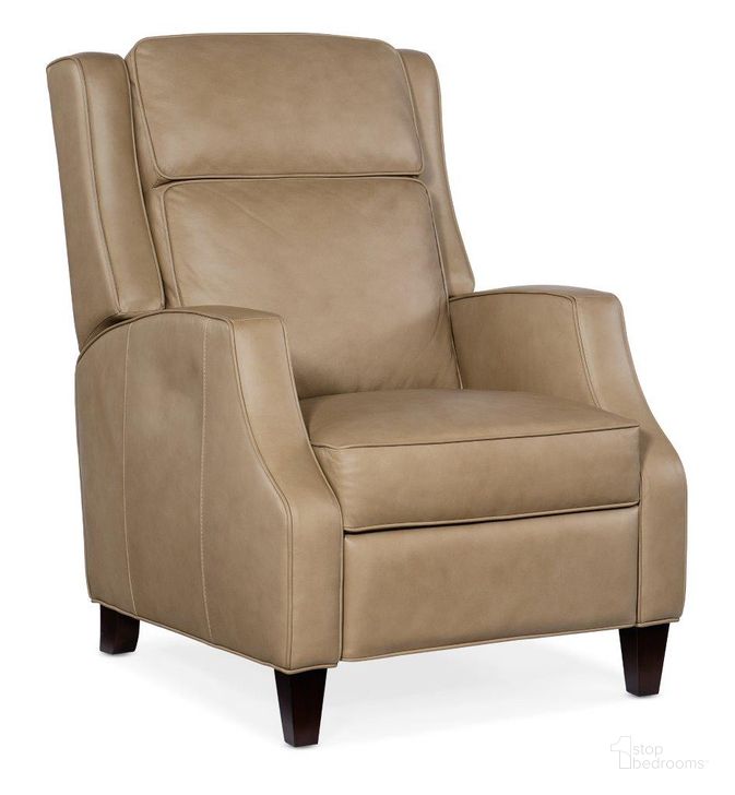 The appearance of Tricia Manual Push Back Recliner In Beige designed by Hooker in the transitional interior design. This beige piece of furniture  was selected by 1StopBedrooms from RC Collection to add a touch of cosiness and style into your home. Sku: RC110-PB-082. Material: Leather. Product Type: Recliner. Image1
