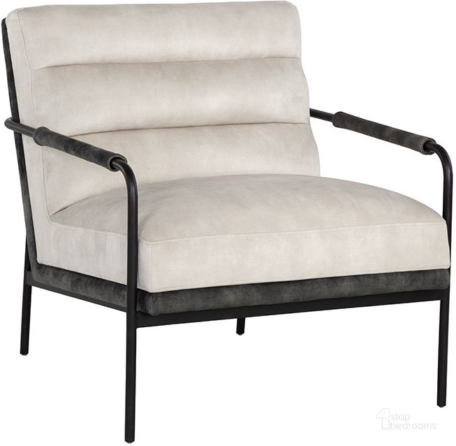The appearance of Tristen Lounge Chair In Nono Cream And Nono Dark Green designed by Sunpan in the modern / contemporary interior design. This cream piece of furniture  was selected by 1StopBedrooms from Tristen Collection to add a touch of cosiness and style into your home. Sku: 107777. Material: Fabric. Product Type: Lounge Chair. Image1