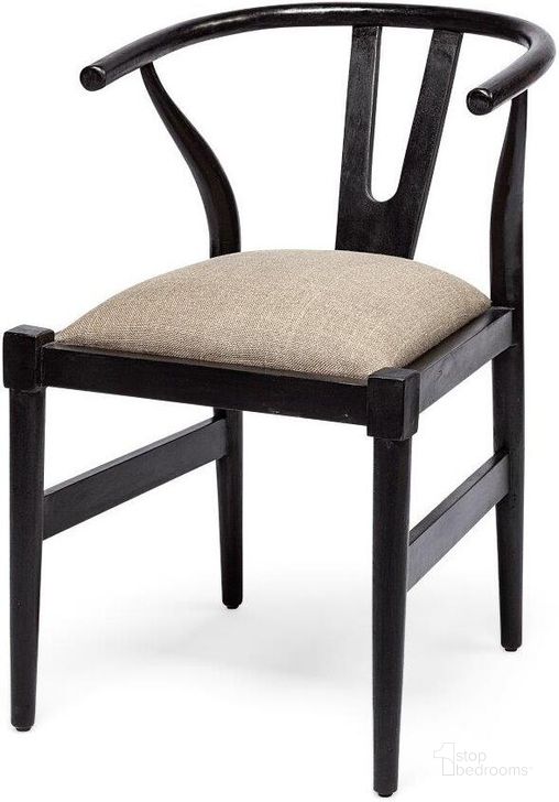 The appearance of Trixie I Black Wooden Base Linen Seat Dining Chair Set of 2 designed by Mercana in the modern / contemporary interior design. This black and beige piece of furniture  was selected by 1StopBedrooms from Trixie Collection to add a touch of cosiness and style into your home. Sku: 68865. Material: Wood. Product Type: Dining Chair. Image1