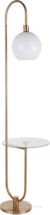 Trombone Contemporary Glam Floor Lamp In Gold Metal With Clear