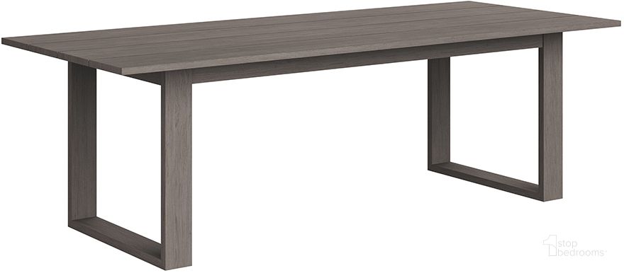 The appearance of Tropea 94 Inch Dining Table In Smoke Grey designed by Sunpan in the modern / contemporary interior design. This smoke grey piece of furniture  was selected by 1StopBedrooms from Tropea Collection to add a touch of cosiness and style into your home. Sku: 109520. Table Base Style: Double Pedestal. Material: Wood. Table Top Shape: Rectangular. Product Type: Outdoor Dining Table. Size: 94". Image1