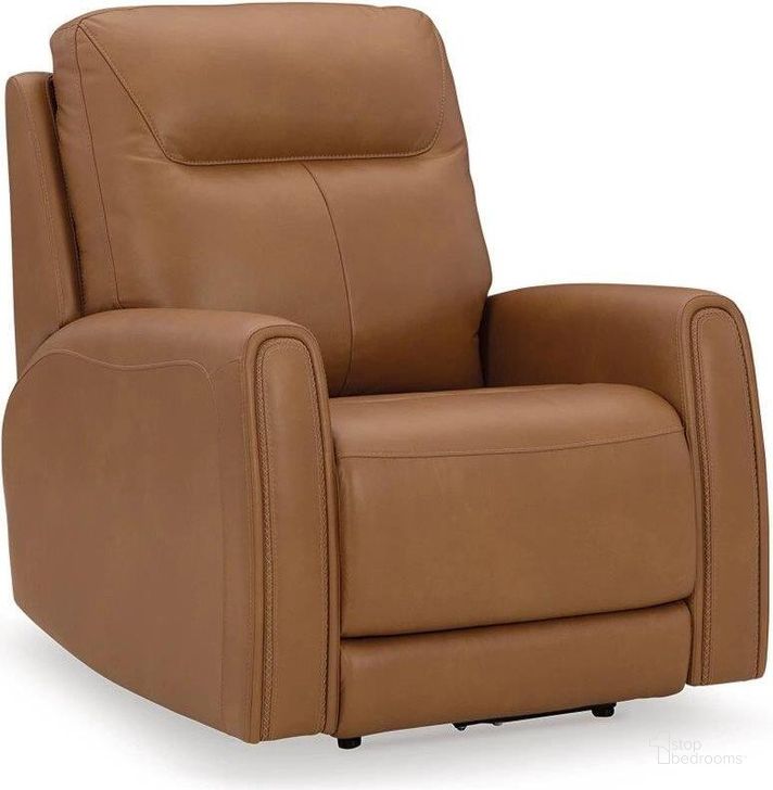The appearance of Tryanny Power Recliner In Butterscotch designed by Signature Design by Ashley in the modern / contemporary interior design. This butterscotch piece of furniture  was selected by 1StopBedrooms from Tryanny Collection to add a touch of cosiness and style into your home. Sku: U9370413. Product Type: Recliner. Material: Leather Match. Image1