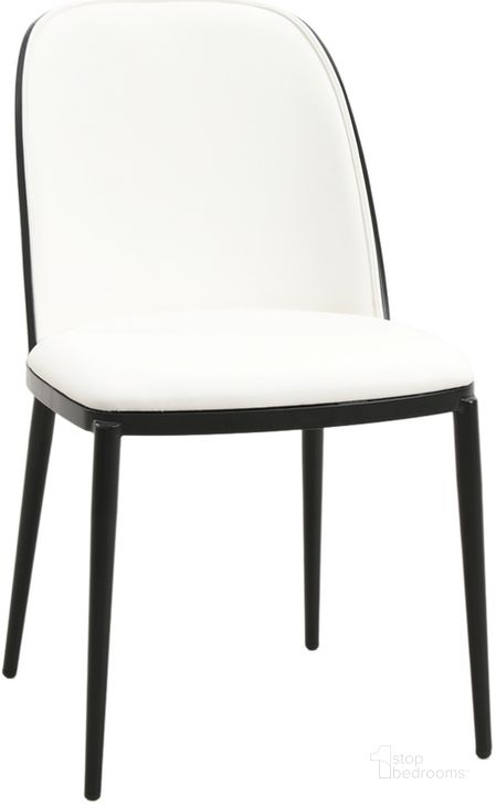 The appearance of Tule Dining Side Chair In Black and White designed by LeisureMod in the transitional interior design. This black/white piece of furniture  was selected by 1StopBedrooms from Tule Collection to add a touch of cosiness and style into your home. Sku: TCBL18W. Material: Wood. Product Type: Side Chair. Image1