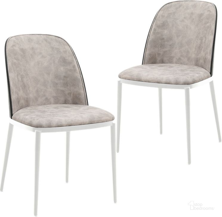 The appearance of Tule Dining Side Chair Set of 2 with Suede Seat and White Steel Frame In Black and Charcoal designed by LeisureMod in the transitional interior design. This charcoal and white piece of furniture  was selected by 1StopBedrooms from Tule Collection to add a touch of cosiness and style into your home. Sku: TWCBL18CH2. Material: Wood. Product Type: Side Chair. Image1