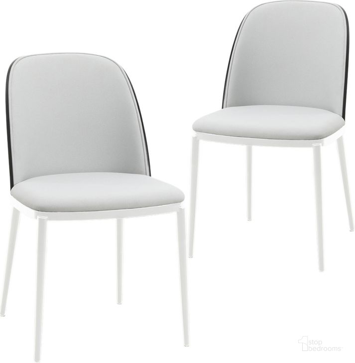 The appearance of Tule Dining Side Chair Set of 2 with Velvet Seat and White Steel Frame In Blue and Black designed by LeisureMod in the transitional interior design. This blue and white piece of furniture  was selected by 1StopBedrooms from Tule Collection to add a touch of cosiness and style into your home. Sku: TWCBL18BU2. Material: Wood. Product Type: Side Chair. Image1
