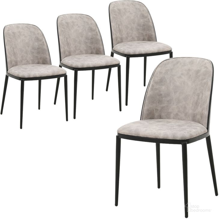 The appearance of Tule Dining Side Chair Set of 4 with Sueade Fabric Seat and Steel Frame In Black and Charcoal designed by LeisureMod in the transitional interior design. This charcoal and black piece of furniture  was selected by 1StopBedrooms from Tule Collection to add a touch of cosiness and style into your home. Sku: TCBL18CH4. Material: Wood. Product Type: Side Chair. Image1