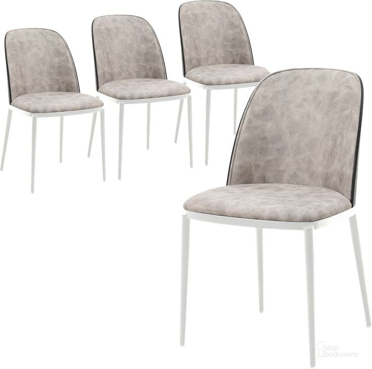 The appearance of Tule Dining Side Chair Set of 4 with Suede Seat and White Steel Frame In Black and Charcoal designed by LeisureMod in the transitional interior design. This charcoal and white piece of furniture  was selected by 1StopBedrooms from Tule Collection to add a touch of cosiness and style into your home. Sku: TWCBL18CH4. Material: Wood. Product Type: Side Chair. Image1