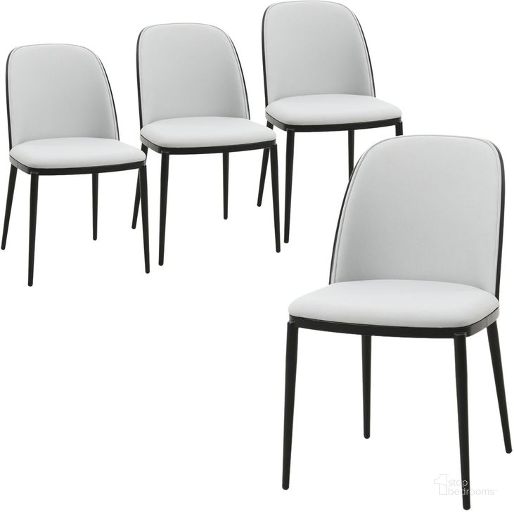 The appearance of Tule Dining Side Chair Set of 4 with Velvet Seat and Steel Frame In Blue and Black designed by LeisureMod in the transitional interior design. This blue and black piece of furniture  was selected by 1StopBedrooms from Tule Collection to add a touch of cosiness and style into your home. Sku: TCBL18BU4. Material: Wood. Product Type: Side Chair. Image1