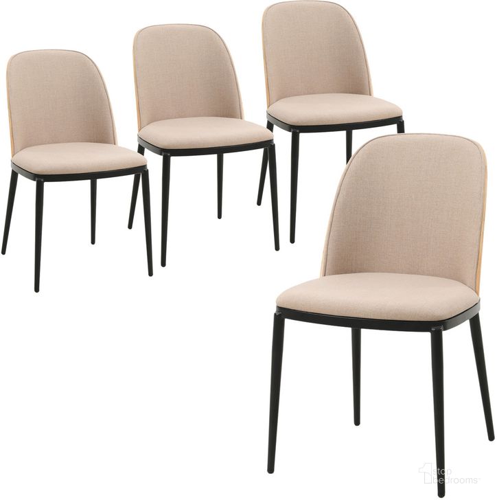 The appearance of Tule Dining Side Chair Set of 4 with Velvet Seat and Steel Frame In Natural Brown designed by LeisureMod in the transitional interior design. This natural brown piece of furniture  was selected by 1StopBedrooms from Tule Collection to add a touch of cosiness and style into your home. Sku: TCNW18BR4. Material: Wood. Product Type: Side Chair. Image1