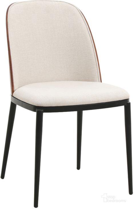 The appearance of Tule Fabric Dining Side Chair In Walnut and Beige designed by LeisureMod in the transitional interior design. This walnut and beige piece of furniture  was selected by 1StopBedrooms from Tule Collection to add a touch of cosiness and style into your home. Sku: TCWN18BG. Material: Wood. Product Type: Side Chair. Image1