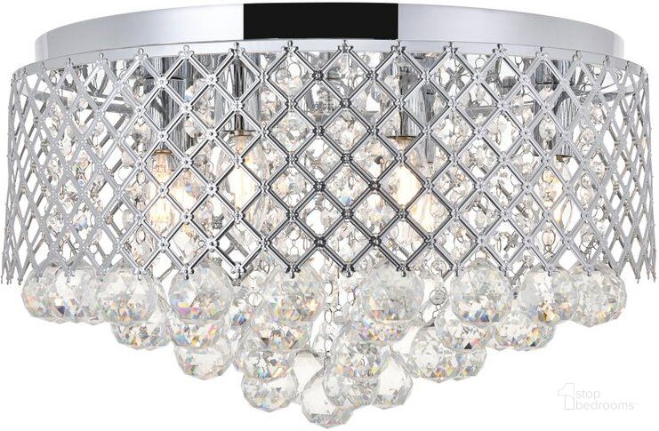 The appearance of Tully 6 Light Chrome Flush Mount designed by Elegant Lighting in the transitional interior design. This chrome piece of furniture  was selected by 1StopBedrooms from Tully Collection to add a touch of cosiness and style into your home. Sku: LD5010F18C. Product Type: Flush Mount. Material: Iron. Image1