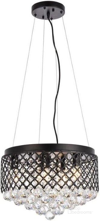 The appearance of Tully 6 Lights Pendant In Black LD520D16BK designed by Elegant Lighting in the transitional interior design. This black piece of furniture  was selected by 1StopBedrooms from Tully Collection to add a touch of cosiness and style into your home. Sku: LD520D16BK. Product Type: Pendant Lighting. Material: Iron. Image1