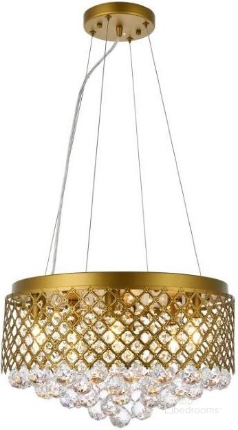 The appearance of Tully 6 Lights Pendant In Brass LD520D18BR designed by Elegant Lighting in the transitional interior design. This brass piece of furniture  was selected by 1StopBedrooms from Tully Collection to add a touch of cosiness and style into your home. Sku: LD520D18BR. Product Type: Pendant Lighting. Material: Iron. Image1