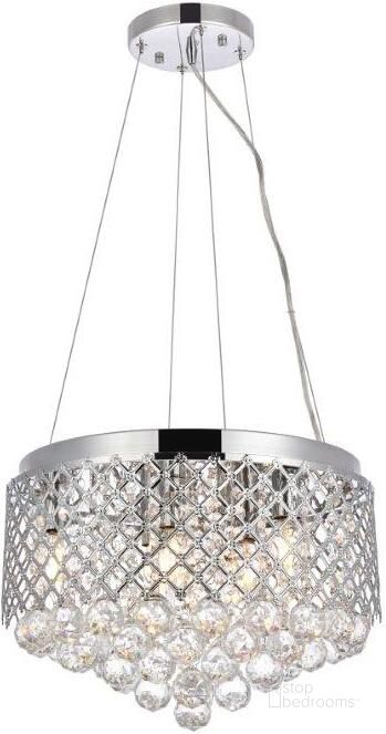 The appearance of Tully 6 Lights Pendant In Chrome LD520D16C designed by Elegant Lighting in the transitional interior design. This chrome piece of furniture  was selected by 1StopBedrooms from Tully Collection to add a touch of cosiness and style into your home. Sku: LD520D16C. Product Type: Pendant Lighting. Material: Iron. Image1