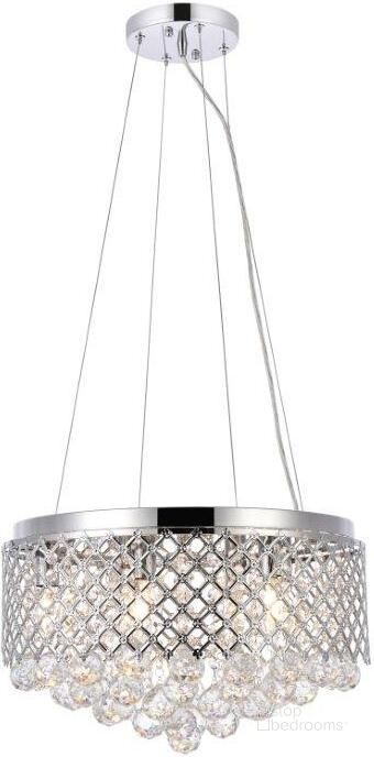 The appearance of Tully 6 Lights Pendant In Chrome LD520D18C designed by Elegant Lighting in the transitional interior design. This chrome piece of furniture  was selected by 1StopBedrooms from Tully Collection to add a touch of cosiness and style into your home. Sku: LD520D18C. Product Type: Pendant Lighting. Material: Iron. Image1