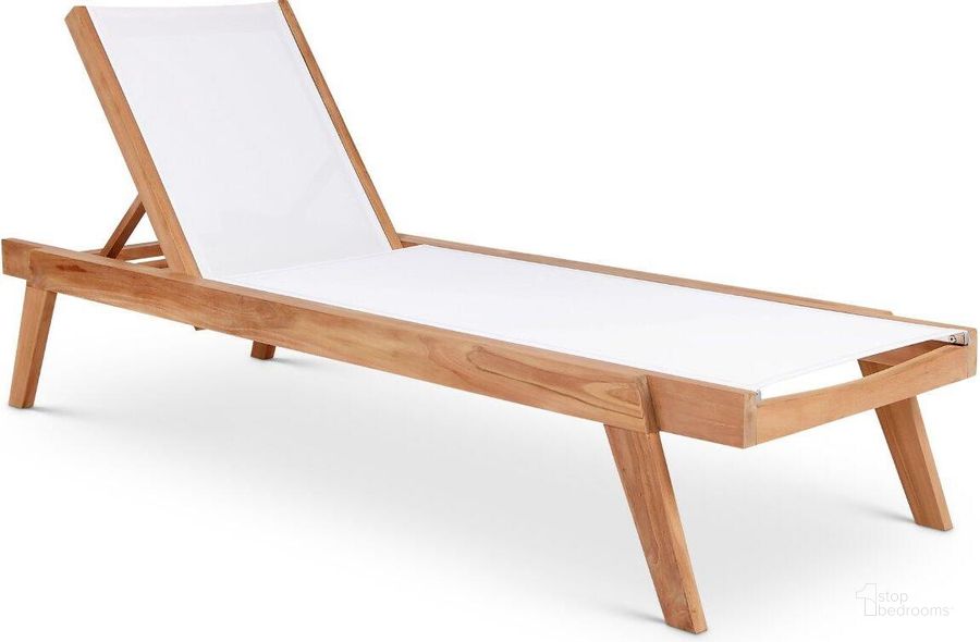 The appearance of Tulum Off White Waterproof Fabric Outdoor Patio Lounger designed by Meridian in the modern / contemporary interior design. This off white piece of furniture  was selected by 1StopBedrooms from Tulum Collection to add a touch of cosiness and style into your home. Sku: 354White. Material: Wood. Product Type: Outdoor Lounge Chair. Image1