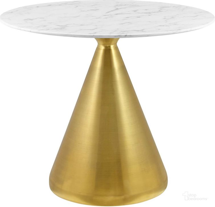 The appearance of Tupelo 36 Inch Artificial Marble Dining Table In Gold and White designed by Modway in the modern / contemporary interior design. This gold and white piece of furniture  was selected by 1StopBedrooms from Tupelo Collection to add a touch of cosiness and style into your home. Sku: EEI-5319-GLD-WHI. Table Base Style: Pedestal. Table Top Shape: Round. Product Type: Dining Table. Material: Stainless Steel. Size: 36". Image1