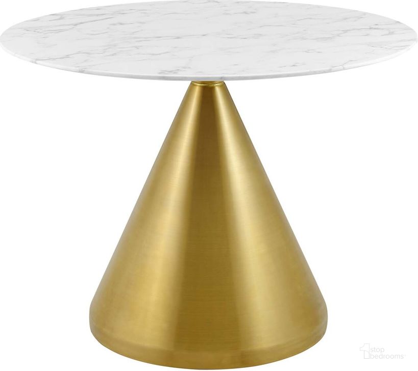 The appearance of Tupelo 40 Inch Artificial Marble Dining Table In Gold and White designed by Modway in the modern / contemporary interior design. This gold and white piece of furniture  was selected by 1StopBedrooms from Tupelo Collection to add a touch of cosiness and style into your home. Sku: EEI-5335-GLD-WHI. Table Base Style: Pedestal. Table Top Shape: Round. Product Type: Dining Table. Material: Stainless Steel. Size: 40". Image1