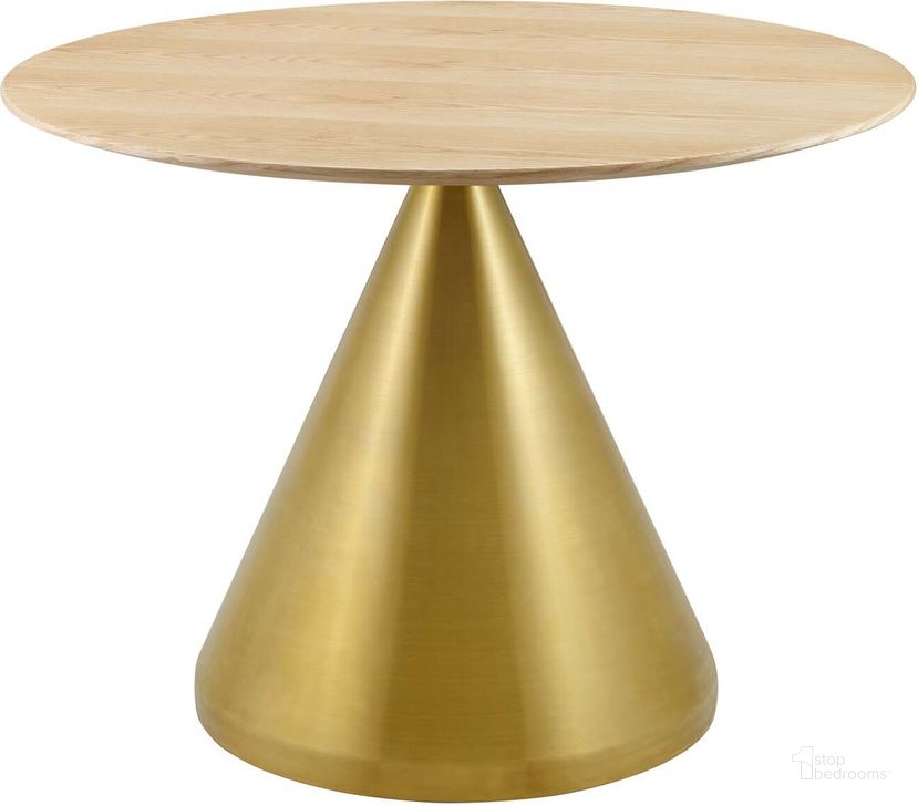 The appearance of Tupelo 40 Inch Dining Table In Natural and Gold designed by Modway in the modern / contemporary interior design. This natural and gold piece of furniture  was selected by 1StopBedrooms from Tupelo Collection to add a touch of cosiness and style into your home. Sku: EEI-5342-GLD-NAT. Table Base Style: Pedestal. Table Top Shape: Round. Product Type: Dining Table. Material: Stainless Steel. Size: 40". Image1