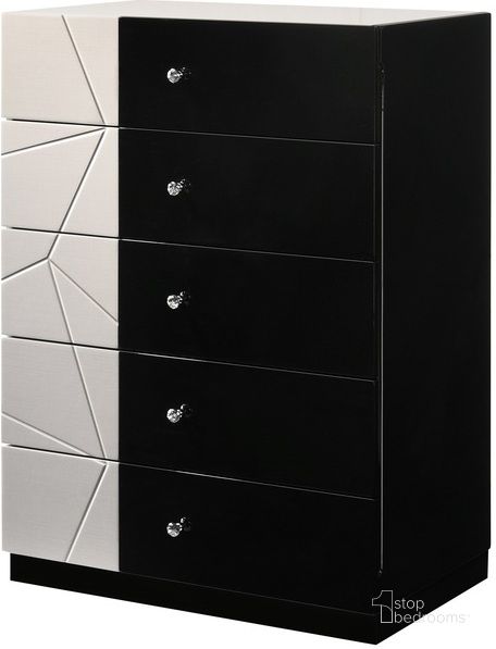 The appearance of Turin Light Grey and Black Lacquer Chest designed by J&M in the modern / contemporary interior design. This grey piece of furniture  was selected by 1StopBedrooms from Turin Collection to add a touch of cosiness and style into your home. Sku: 17854-C. Material: Wood. Product Type: Chest. Image1