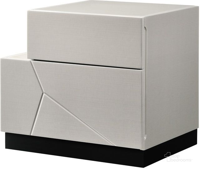 The appearance of Turin Light Grey and Black Lacquer LAF Nightstand designed by J&M in the modern / contemporary interior design. This grey piece of furniture  was selected by 1StopBedrooms from Turin Collection to add a touch of cosiness and style into your home. Sku: 17854-NSL. Product Type: Nightstand. Image1