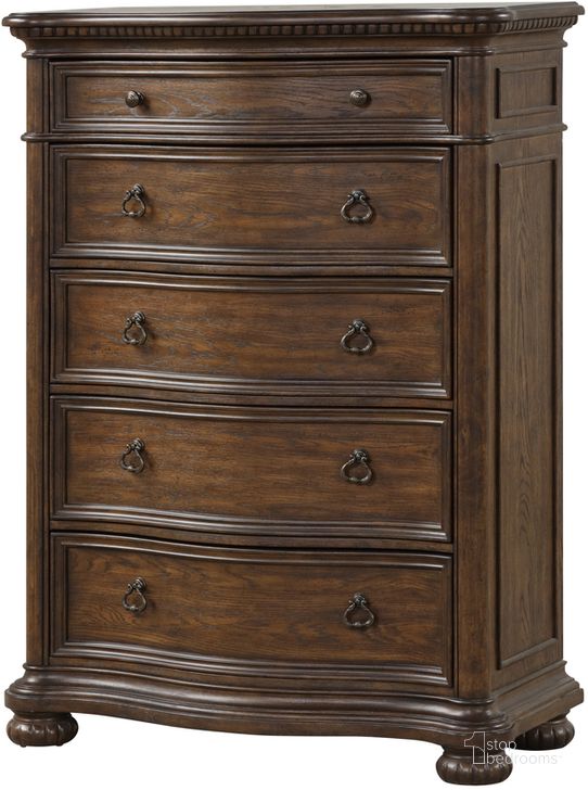 The appearance of Tuscany 5 Drawer Chest designed by Bernards in the traditional interior design. This mahogany piece of furniture  was selected by 1StopBedrooms from Tuscany Collection to add a touch of cosiness and style into your home. Sku: 321-150. Product Type: Chest. Material: Wood Veneer. Image1
