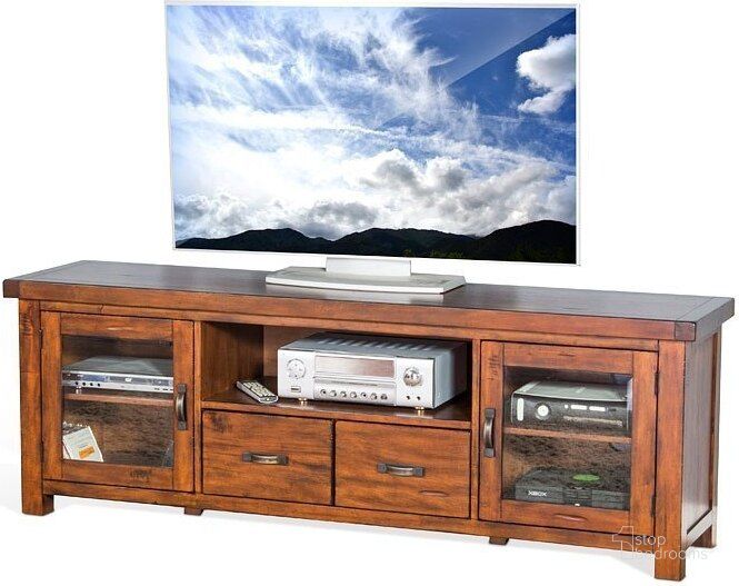 The appearance of Tuscany Vintage Mocha 74 Inch TV Console designed by Sunny Design in the rustic / southwestern interior design. This brown piece of furniture  was selected by 1StopBedrooms from Tuscany Collection to add a touch of cosiness and style into your home. Sku: 3609VM-74. Material: Wood. Product Type: TV Stands and TV Console.